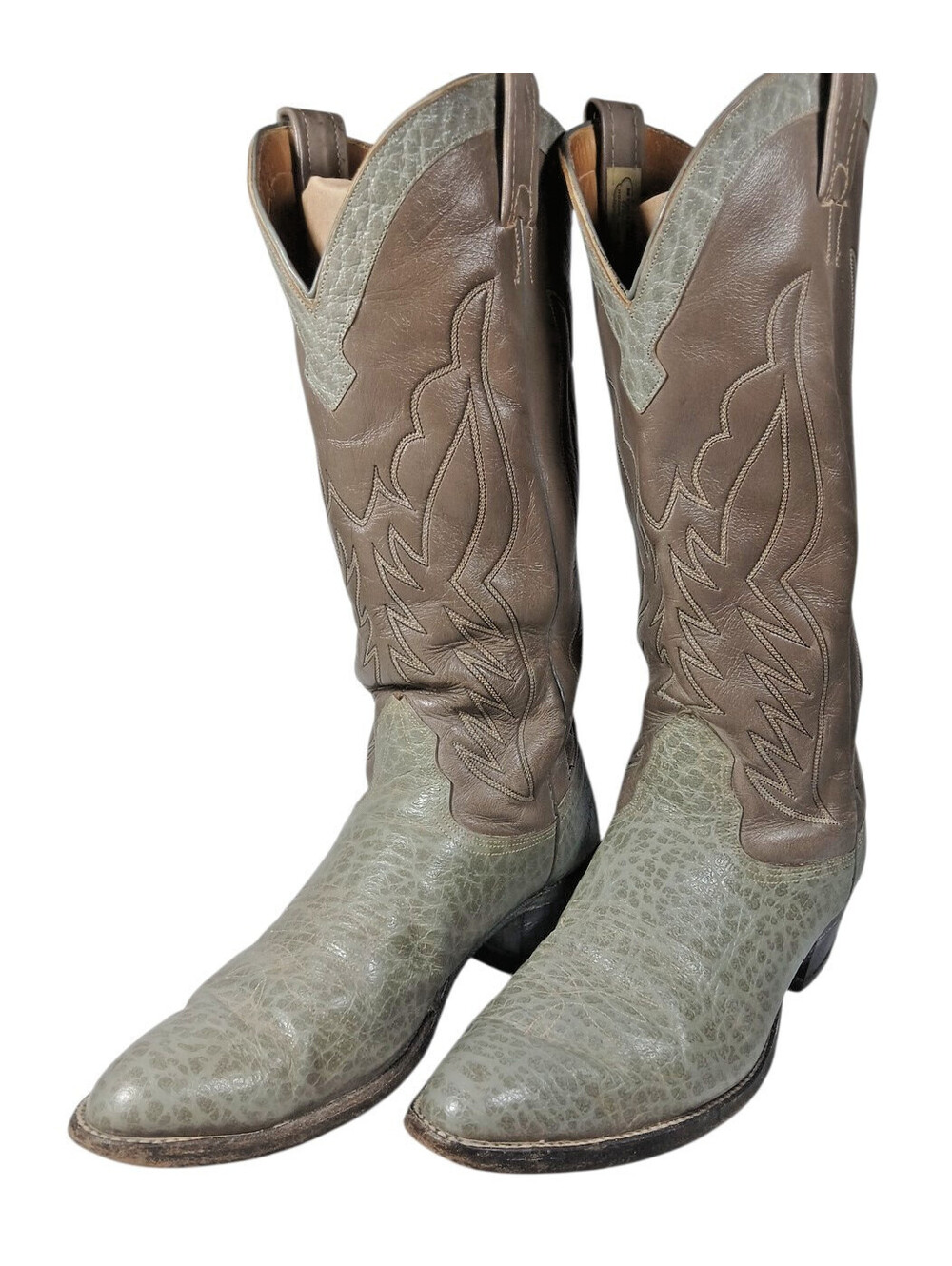 Vintage NOCONA Gray Two-Toned Lambskin Leather Western/Cowboy Boots Size 10B